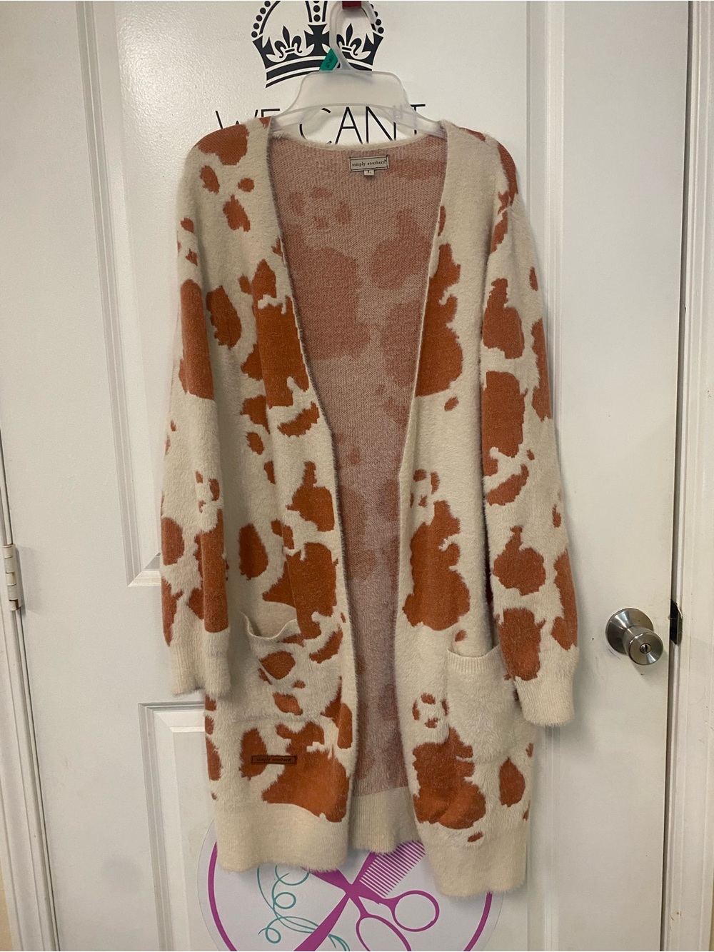 Simply Southern Cream and Rust Open-Front Cardigan